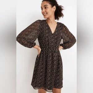 Madewell (Re)sourced Dress Georgette Button-Front Mini Adorable Ditsy Size Large